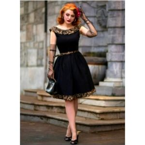Dolly and Dotty Black & Leopard swing dress
